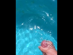 Cumming in the pool is fun!
