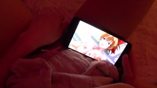 Girl Masturbates With Big Dildo While Watching Hentai When Parents Are At Home