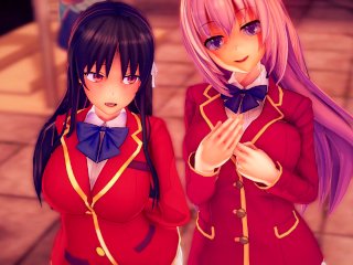 Spending the Day Fucking Cute Girls from Classroom of the Elite Until Creampie - Hentai Compilation