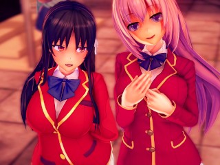 Spending the Day Fucking Cute Girls from Classroom of the Elite until Creampie - Hentai Compilation