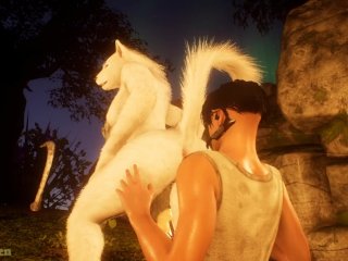 big tits, anthro, butt, white she wolf