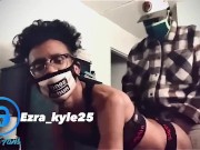 Preview 5 of Ebony twink femboy OF model Ezra_Kyle25 fuck straight DL BBC muscle stud in sexy lingerie doggystyle