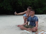 Preview 2 of MEDITATION ON THE BEACH, DEEP BLOWJOB FROM A STRANGER!