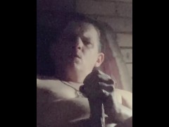 Side angle of Chris stroncock releasing huge load from his strong cock