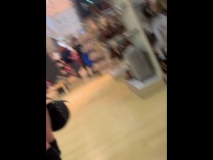 Bare ass mini dress shopping mall