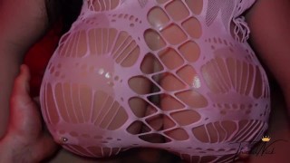 Bouncing Tits & Cumshot Super Wet TITFUCK In Sexy Lingerie Oil