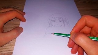 Anime meisje plaste onder haarzelf