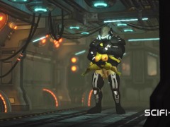 Alien sex in a starship. Female green alien gets fucked by a big monster