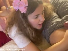 UPS i ALMOST got PREGNANT after my LOVER CREAMPIE ME while my CUCKOLD HUBBY WAITS!!