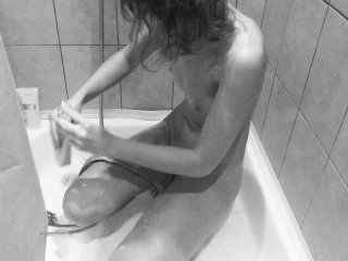 Slim MILF Small Tits and Big Booty Washes andPees in_the Shower.