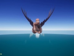 Oiled red harpy flies and shows legs Wild Life