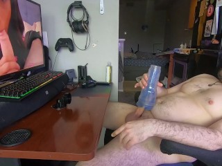 POV Pornに私のおもちゃをクソ私の側面図。ぽっちゃりお父さんの体と恥知らず!