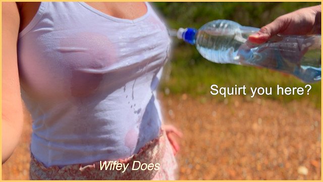 MILF dared to let stranger wet her shirt  WETSHIRT challenge