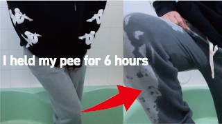 A Cute Japanese Man Held His Pee For 6 Hours And Leaked A Lot Of Urine