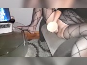 Preview 2 of Wife fucks a big black dildo while husband watches😈🍆