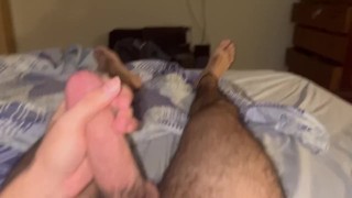Waking up hard Playing with my big cock morning wood video