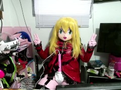 Latex Kigurumi Sissy Maid Breathplay and Vibrator