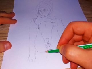 peed, peeing, anime, naked girl