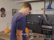 Preview 2 of MATURE4K. Charmer gives muff to stepson for hot bonking in the kitchen