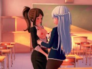 Preview 1 of College MILF Seduces Bratty Popular Girl After a Long Tutoring Session | 3D Lesbian Hentai + POV