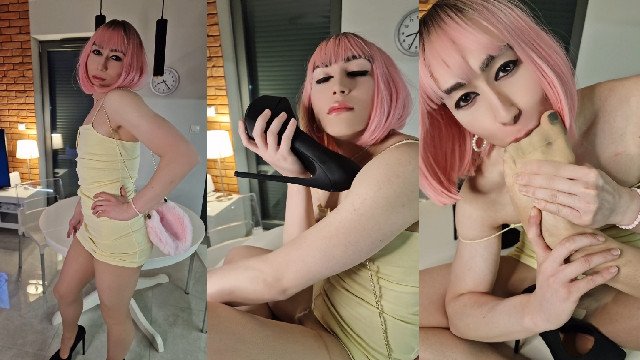 Sissy femboy teases you with legs and feet in pantyhose and heels FIND ME ON ONLYFANS