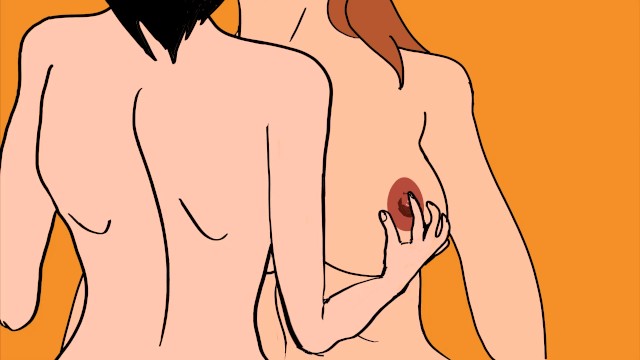 Lesbian kissing and sucking cartoon