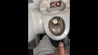 Pissing in a public plane restroom shy bladder crowed flight moaning felt so fucking good!!