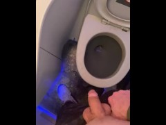 Pissing making a mess in plane public restroom moaning felt so fucking good bladder moaning