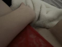 TEEN GIRL MASTURBATES IN SEXY RED LINGERIE WHILE ROOMMATES ARE IN THE NEXT ROOM
