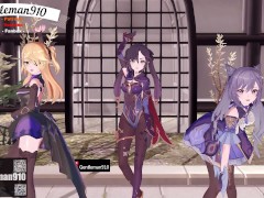 【KKS／MMD】"爆乳音頭" フィッシュル モナ 刻晴【原神】 - Screenshot 1 of 16 - Mmd
