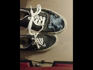 vans sneakers, cum on shoes, male solo, handjob