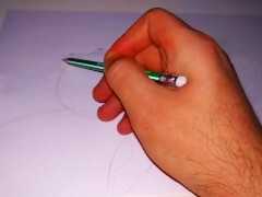 Anime Japanese woman with huge boobs lies in her pajamas