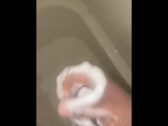 Dick tugging in the shower before work
