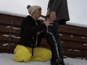 Preview 5 of Big titted babe sucked my cock in the snow and swallowed my cum -Wet Kelly