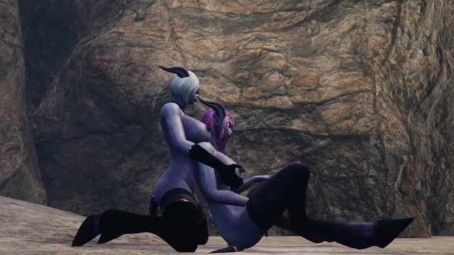 Draenei Girl on Draenei Girl Action in a Cave  Warcraft Porn Parody