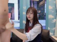 【MM号】マジックミラーでお外丸見え仁王立ち手コキする日本素人美女/亀頭責め/寸止め/JKコスプレ【ゆなぱんちゃんねる】 - Screenshot 6 of 16 - Asian