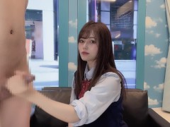 【MM号】マジックミラーでお外丸見え仁王立ち手コキする日本素人美女/亀頭責め/寸止め/JKコスプレ【ゆなぱんちゃんねる】 - Screenshot 8 of 16 - 制服