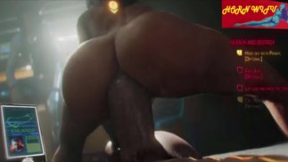 🍑 Киберпанк-шлюшка с большой задницей скачет на ОГРОМНОМ члене в анал🍆💦