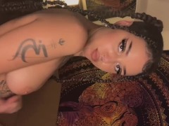 Cute Tatted Teen Strips For Camera
