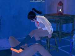   女の子、メガネ、巨乳、制服、ポニーテール、前髪、黒ニーソックス、フェラ、手コキ - Screenshot 16 of 16 - 眼鏡