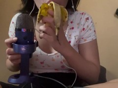 Petite latina sucking a banana because she miss his boyfriend dick OnlyFans: studentwhoneedsmoney