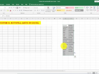 Liste Personnalisée et Liste De Remplissage Automatique Dans Excel