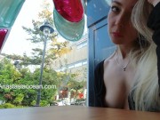 Preview 2 of Super model Anastasia Ocean flashes her natural breasts in a public cafe