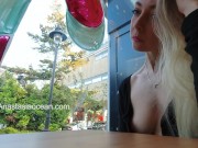 Preview 3 of Super model Anastasia Ocean flashes her natural breasts in a public cafe