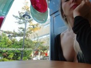 Preview 4 of Super model Anastasia Ocean flashes her natural breasts in a public cafe