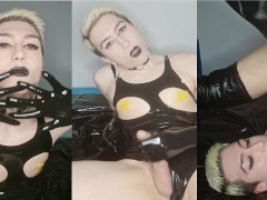 Sissy crossdresser in latex and boots cums on her face FULL ON ONLYFANS