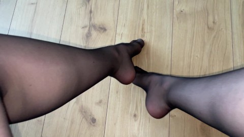 Super Shiny Black Nylon Legs Close Up in 4K