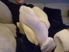 Babe teasers sweaty white trainer socks