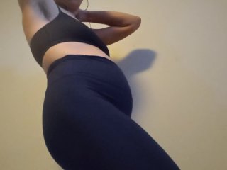weight gain, solo female, leggings, fetish