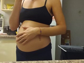 fat belly play, girlfriend, weight gain fetish, weight gain
